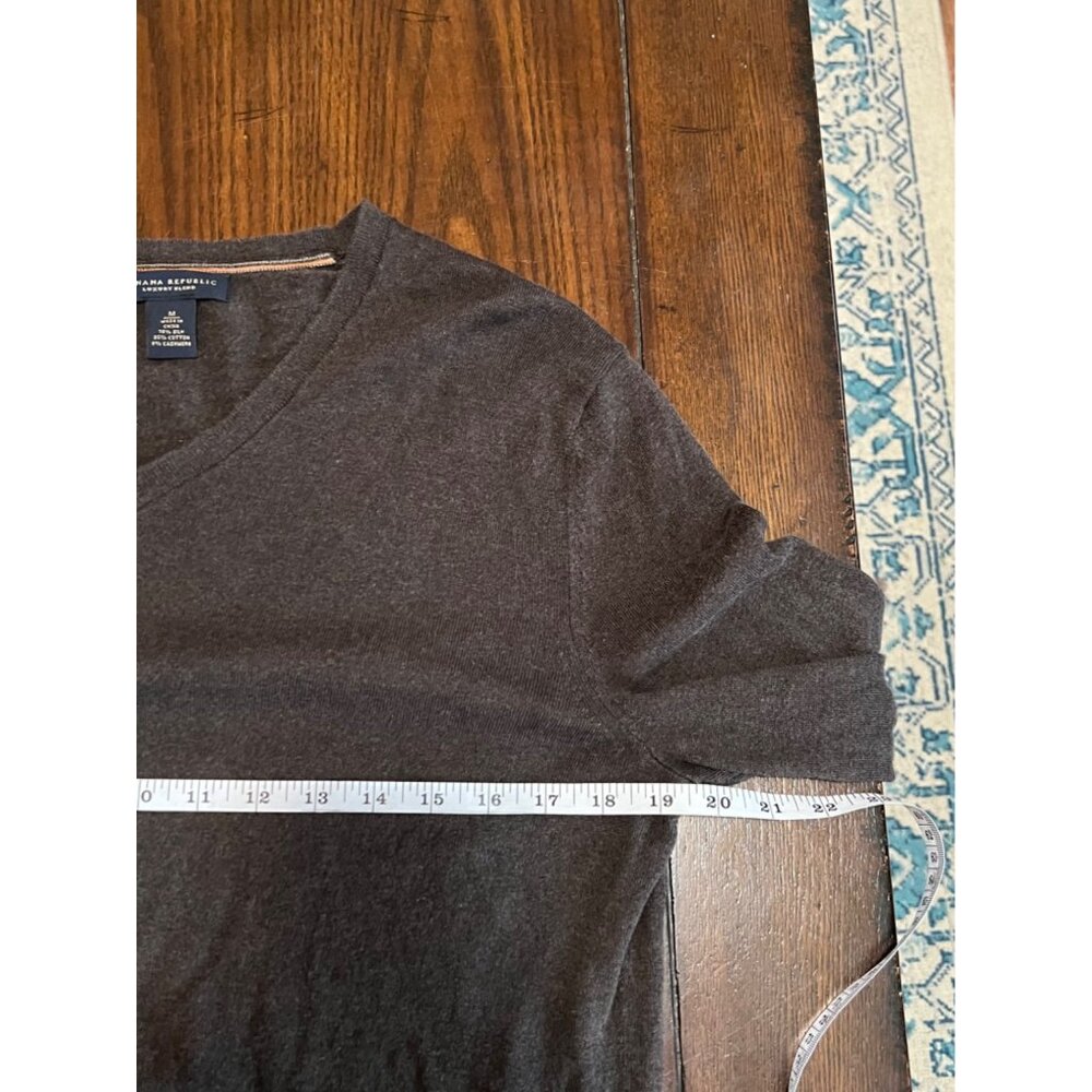 Banana Republic Luxury Sweater Brown V-neck Silk Cashmere Cotton Men Medium - Picture 6 of 7